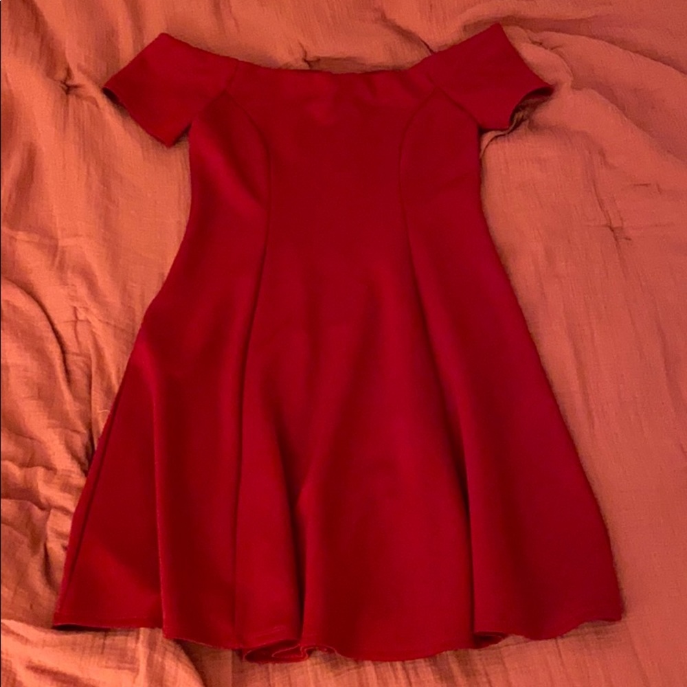 Forever 21 Burgundy Off the Shoulder Mini Dress
